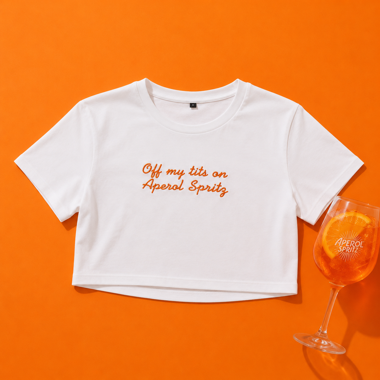 Off my tits on aperol spritz baby tee or unisex tee 🍊