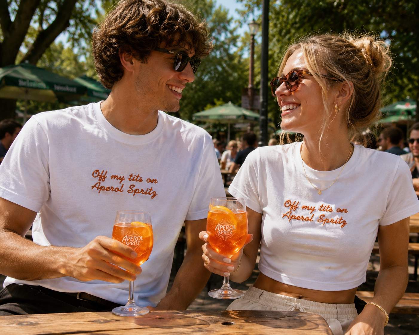 Off my tits on aperol spritz baby tee or unisex tee 🍊