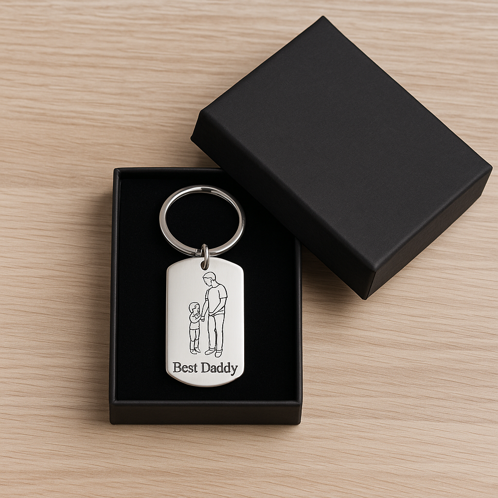 Engraved photo outline keyring