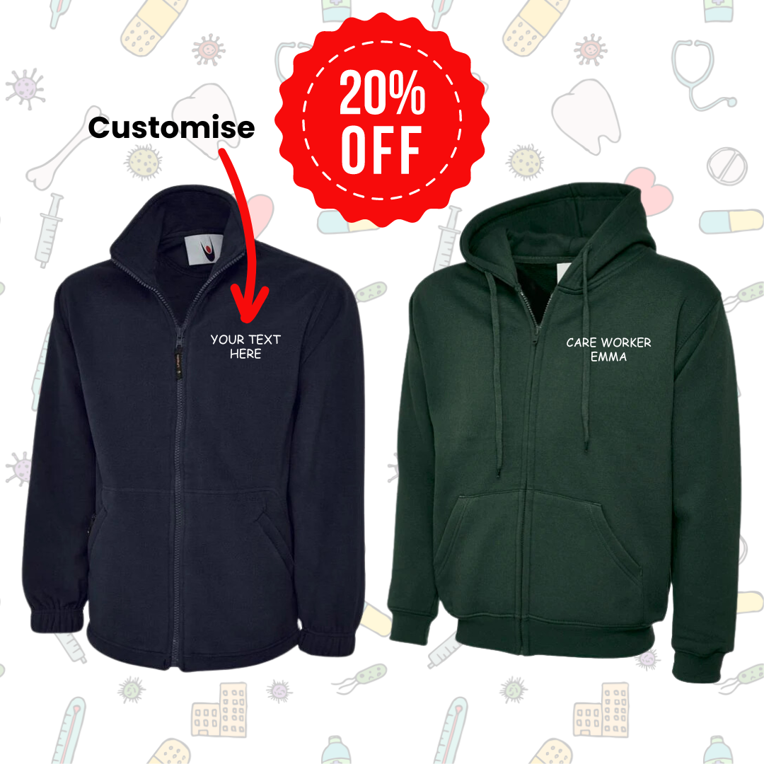 HealthCare Worker Custom UNISEX full zip FLEECE or HOODIE