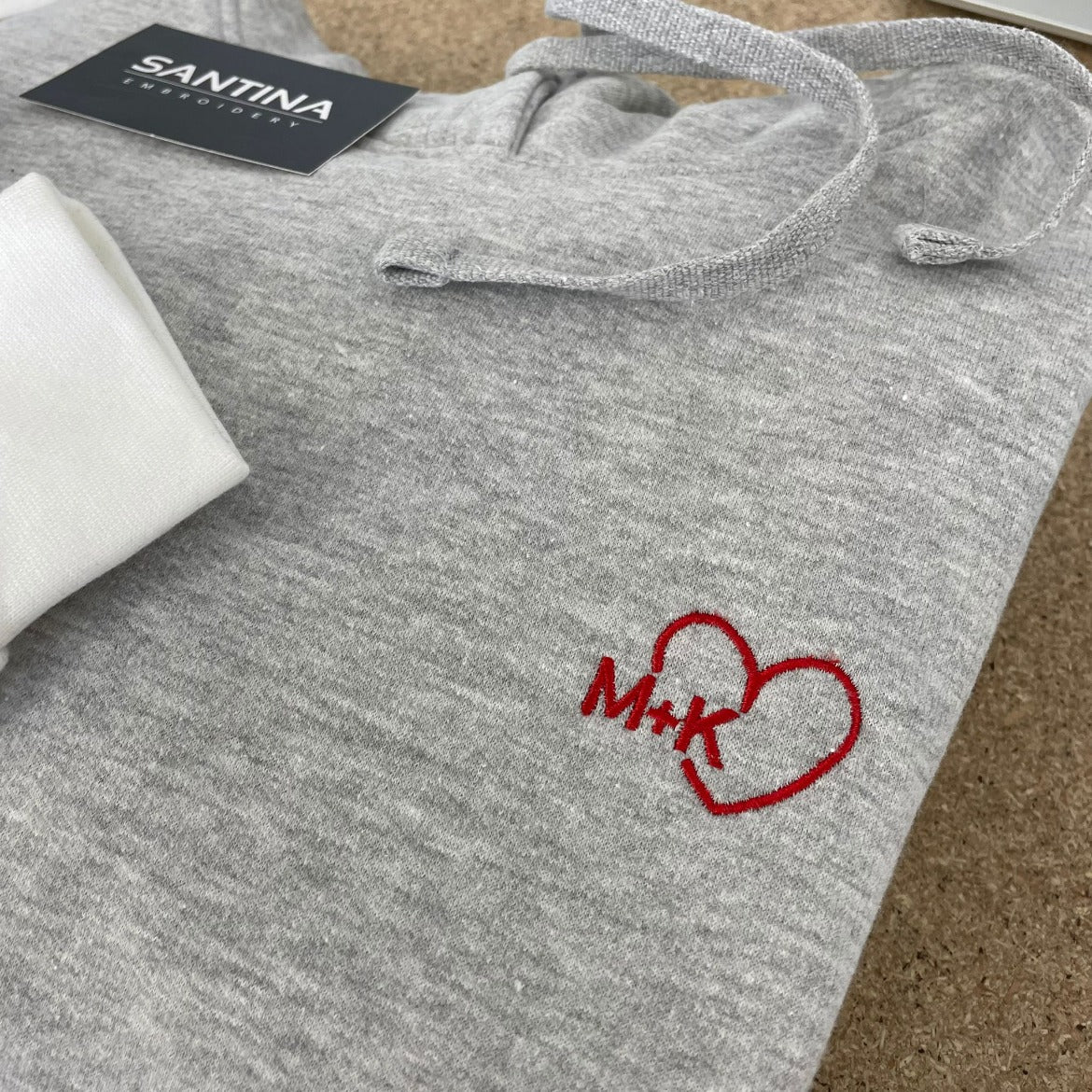 Embroidered Heart on Sleeve Sweatshirt or Hoodie – Santina Embroidery