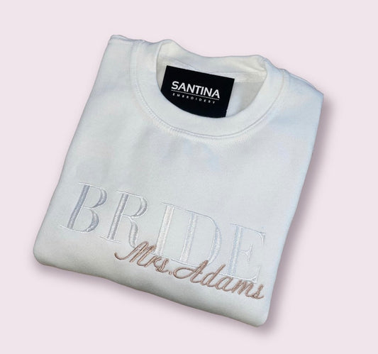 Custom Embroidered Bridal T-shirt With Married Name