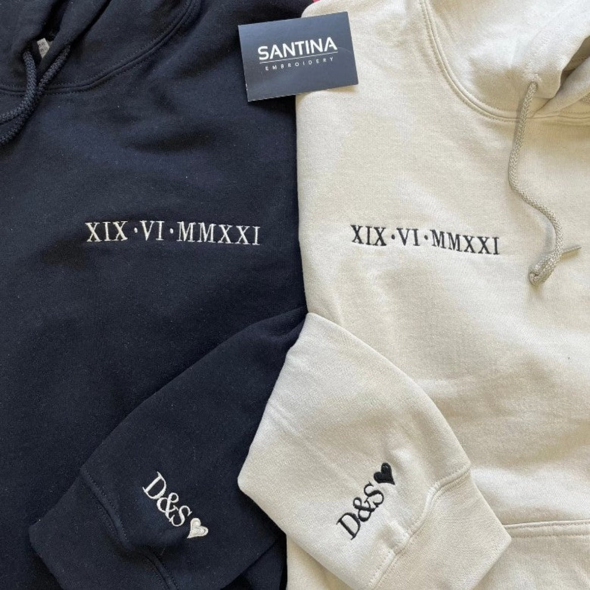 Unique Roman numeral hoodie with custom embroidery